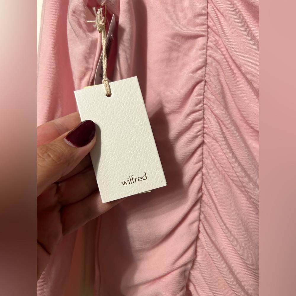 NWT Aritzia Wilfred Lydia Square Neck Ruched Top in Poetic Pink- Size Large - Picture 10 of 15